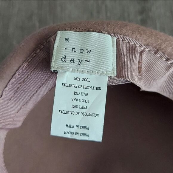 A New Day 100% Wool Captain Flat Hat Brown Cap Hipster Newsboy Chain Trim - Picture 5 of 5